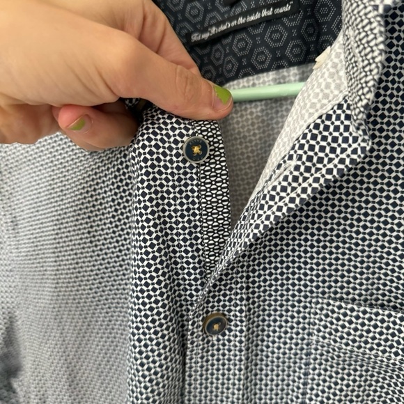 Ted Baker London Short Sleeve Dress Shirt Size 4 Diamond Navy Blue White - Picture 5 of 8